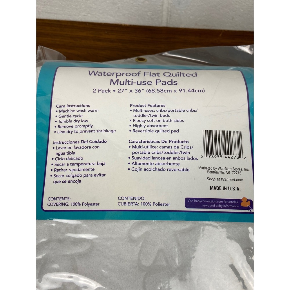 Baby Connection Waterproof Flat Quilted Multi-Use Pads 2 Pack 27 x 36 NEW - Picture 3 of 4
